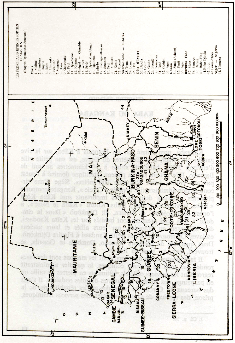 Carte des principales ethnies sorties du Manden